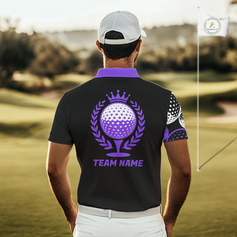 Golf Balls Purple Pattern Mens Golf Polo Shirts Custom Golf Apparel For Familly Team Shirt NHT710