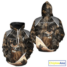 Load image into Gallery viewer, Deer Hunting Shirt 3D Brown Forest Camo Custom Name All Over Print Hunting Clothes NHT218