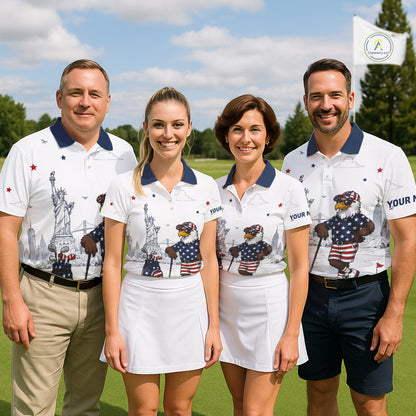 Custom Patriotic Mens Golf Polo Shirt – American Eagle Golf Team Polo With Personalized Name NHT1065