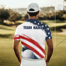Load image into Gallery viewer, Custom USA Flag Mens Golf Polo Shirt – Patriotic Golf Polo With Personalized Name 