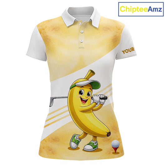 Funny Banana Golf Polo Shirt Custom Name – Cute Banana Golfer Golf Polo For Women 