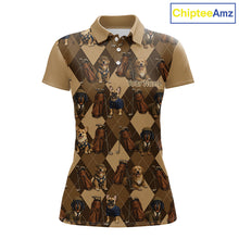 Load image into Gallery viewer, Funny Dog Pattern Womens Golf Polo Shirt For Team, Best Golf Dog Custom Pet For Golf Lovers NHT566