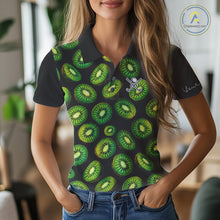 Load image into Gallery viewer, Funny Colorful Kiwi In Dark Golf Women's Polo Shirt,  Funny Fruit Pattern Polo Top NHT579