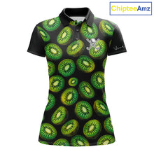 Load image into Gallery viewer, Funny Colorful Kiwi In Dark Golf Women's Polo Shirt,  Funny Fruit Pattern Polo Top NHT579