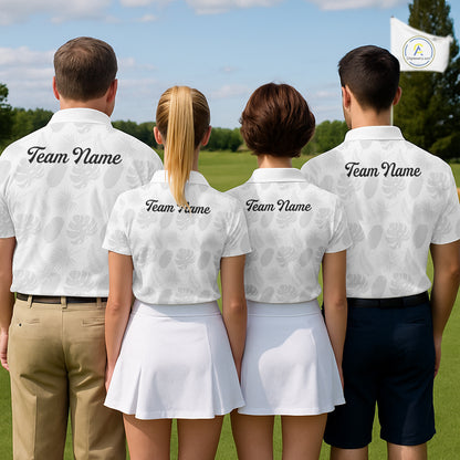 Mens Golf Polo Shirts Custom Gray Tropical Leaves Golf Shirts, Best Mens Golf Wears NHT783