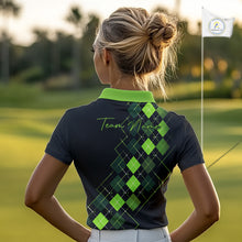 Load image into Gallery viewer, Womens Golf Polo Shirt Argyle Pattern Golf Shirts For Womens Funny White Green Golf Gifts NHT788
