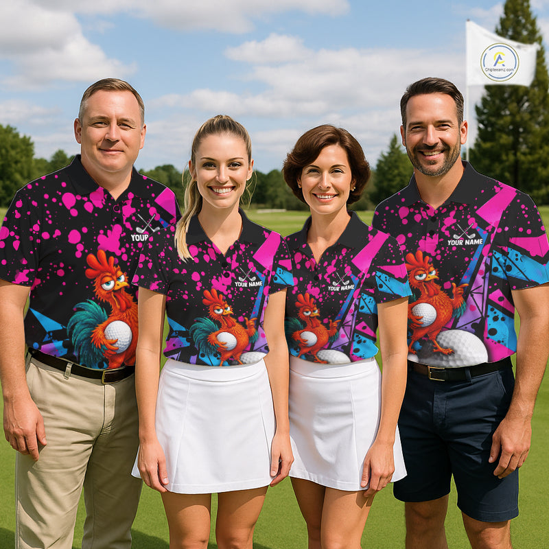 Personalized Rooster Women Golf Polo Shirt Funny Chicken Custom Team Name Golf Jersey NHT1253