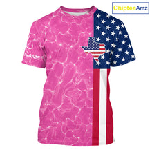 Load image into Gallery viewer, Texas Fishing T-Shirt Pink American Flag Men's Short Sleeve Fishing Apparel 