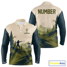 Load image into Gallery viewer, Green Sunset Customized Mens Disc Golf Polo Shirt Number Disc Golf Tops For Men NHT833