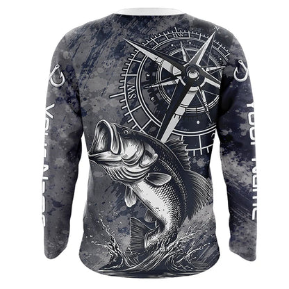 Personalized Bass Performance Fishing Shirts , Bass Compass Tournament Shirts NHT389
