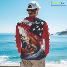 Load image into Gallery viewer, Personalized Redfish Fishing Jerseys, Custom American Flag Redfish Fishing Shirts Long Sleeve NHT490