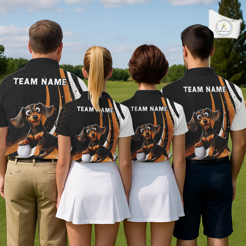 Personalized Dachshund Men Golf Polo Shirt, Funny Custom Name Dog Golf Shirt NHT1308