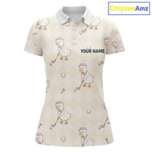 Load image into Gallery viewer, Personalized Argyle Funny Duck Pattern Womens Golf Polo Shirt - Custom Golf Team Gift