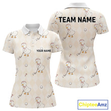 Load image into Gallery viewer, Personalized Argyle Funny Duck Pattern Womens Golf Polo Shirt - Custom Golf Team Gift