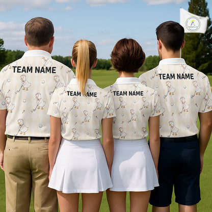 Personalized Argyle Funny Duck Pattern Womens Golf Polo Shirt - Custom Golf Team Gift NHT1008