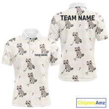 Load image into Gallery viewer, Personalized Funny Argyle Raccoon Pattern Polo Shirt - Custom Golf Team Gift