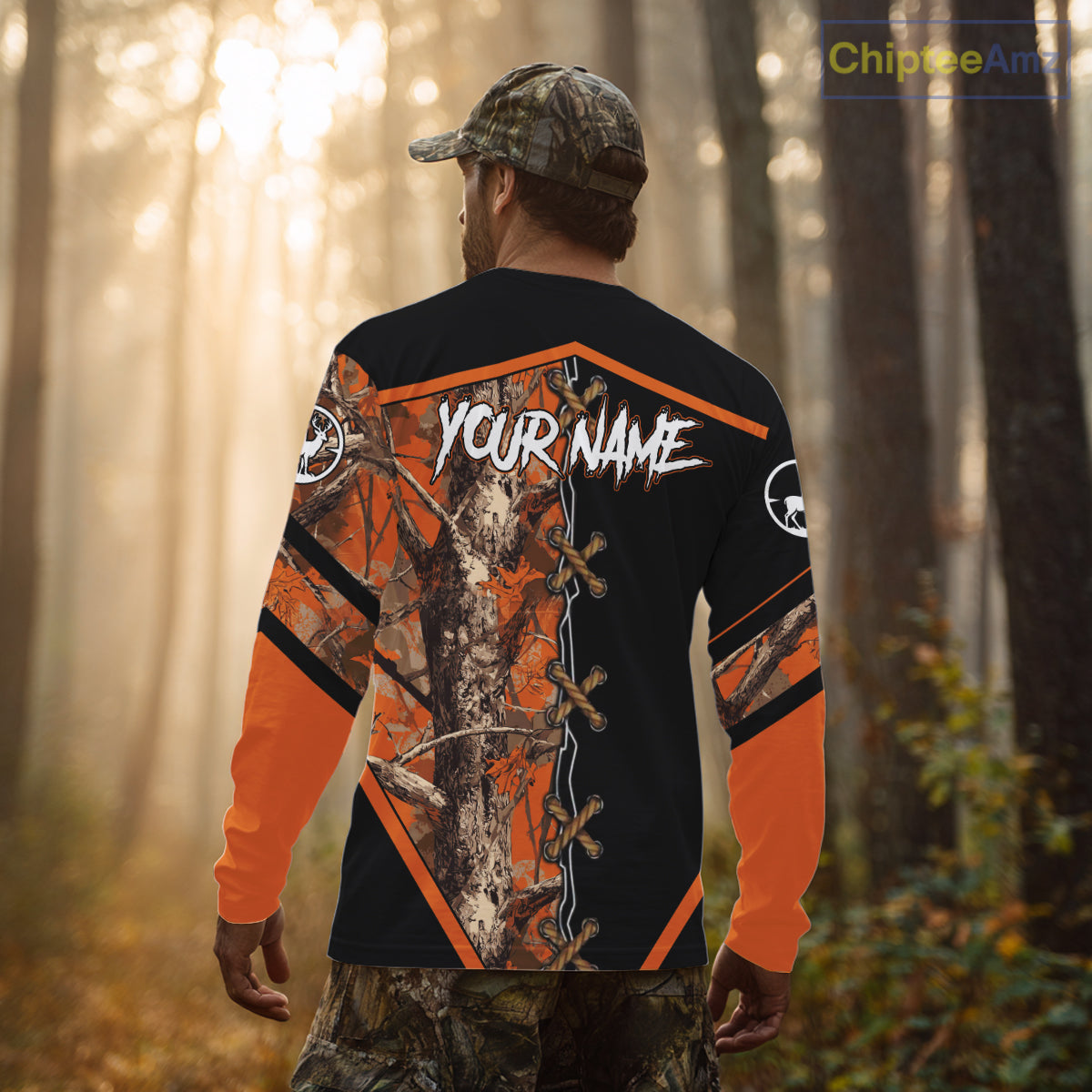 Personalized Orange Camo Black Skull Deer Hunting 3D Shirts, Perfect Gift for Hunters NHT281