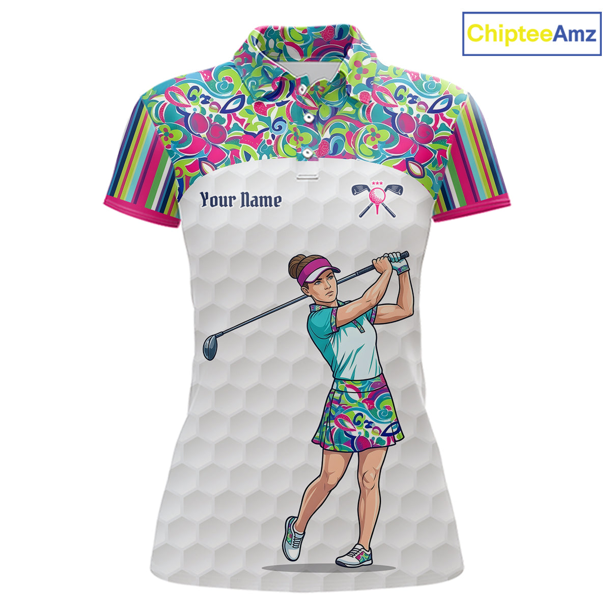 Personalized Golf Polo Shirt Custom Name Golf Shirt Funny Golfer Gift Womens Golf Jersey Colorful Golf Outfit NHT686