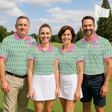 Load image into Gallery viewer, Funny Pink Green Geometric Polo Golf Shirt, Retro Style Performance Golf Top For Family Team Shirt NHT692