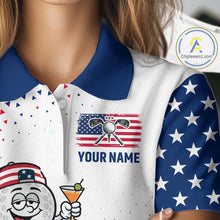 Load image into Gallery viewer, Funny Custom Patriotic Womens Golf Polo Shirt, Personalized Drinking Golf Jersey, Custom Golf Outfit For Family Team Shirt NHT700