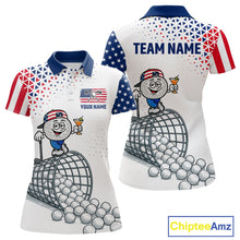 Load image into Gallery viewer, Funny Custom Patriotic Womens Golf Polo Shirt, Personalized Drinking Golf Jersey, Custom Golf Outfit For Family Team Shirt NHT700