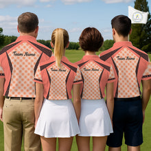 Load image into Gallery viewer, Custom Womens Coral Golf Polo, Personalized Geometric Pattern Golf Shirt With Name, Pink Golf Jersey NHT701