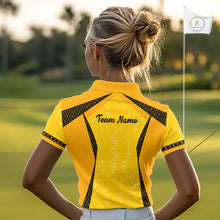 Load image into Gallery viewer, Custom Womens Beer Bubbles Golf Polo Shirt, Personalized Yellow Beer Themed Golf Jersey With Name, Gift For Golfer NHT703