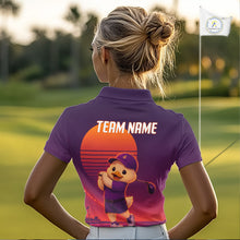 Load image into Gallery viewer, Personalized Duck Golf Shirt - Retro Sunset Womens Golf Polo Shirt NHT1038