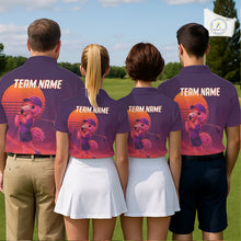 Load image into Gallery viewer, Personalized Flamingo Golf Shirt - Retro Sunset Womens Golf Polo Shirt NHT1039