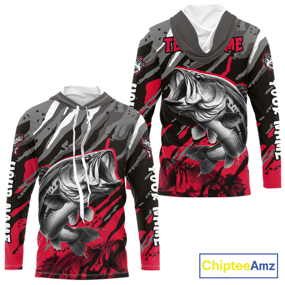 Personalized Bass Fishing Sport Jerseys, Bass Fishing Shirts Long Sleeve Hooded For Men NHT457