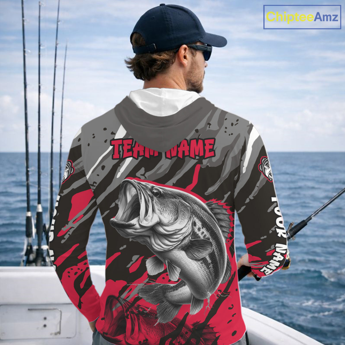 Personalized Bass Fishing Sport Jerseys, Bass Fishing Shirts Long Sleeve Hooded For Men NHT457