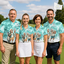 Load image into Gallery viewer, Funny Sloth Golf Polo Shirt For Men –  Blue Tie Dye Custom Name Golf Shirt, Golf Gift NHT880