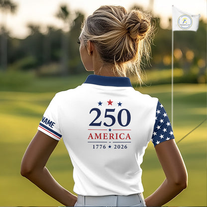 American Flag Womens Golf Polo Shirts, Patriotic Team Golf Jerseys NHT885