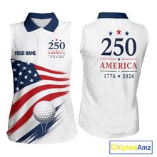 Load image into Gallery viewer, America 250Th Anniversary Sleeveless Womens Golf Polo Shirts, Patriotic Team Golf Jerseys NHT885