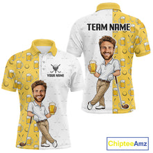 Load image into Gallery viewer, Custom Golf Polo With Face Funny Golfer Beer Lover Gift For Men|Yellow 