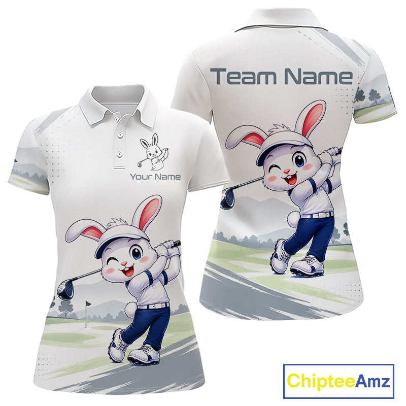 Custom Bunny Golf Polo Shirt – Personalized Rabbit Golf Shirt, Funny Golfer Gift For Women's 