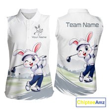 Load image into Gallery viewer, Custom Bunny Women's Sleeveless Golf Polo Shirt – Personalized Rabbit Golf Shirt, Funny Golfer Gift For Women