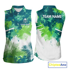 Load image into Gallery viewer, Green Tropical Splash Custom Golf Polo Shirt – Personalized Team Name Performance Polo Tee For Women NHT894