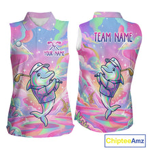 Load image into Gallery viewer, Funny Pastel Dolphin Womens Sleeveless Golf Polo Shirt Custom Ocean Golf Shirt, Polo Gift For Golf Lovers NHT897