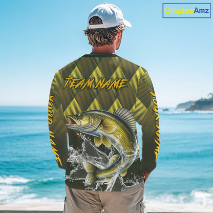 Custom Walleye Fishing Long Sleeve Tournament Fishing Shirts, Walleye Fishing Apparel NHT411