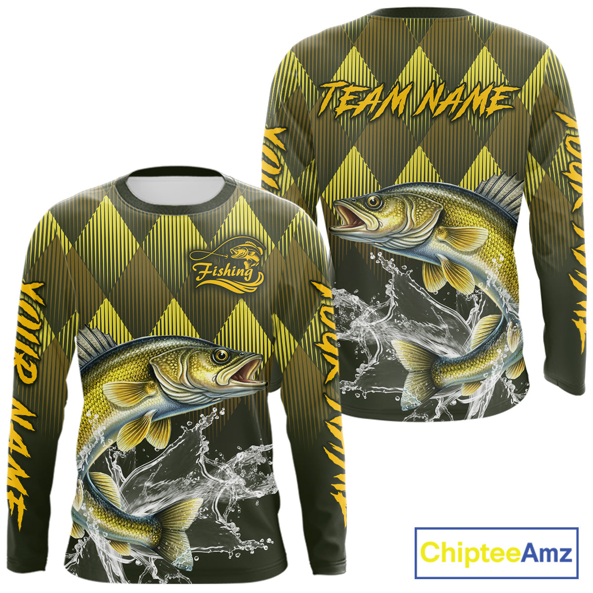 Custom Walleye Fishing Long Sleeve Tournament Fishing Shirts, Walleye Fishing Apparel NHT411