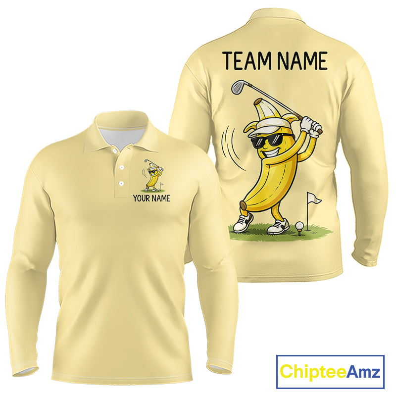 Funny Banana Mens Golf Polo Shirt, Custom Golf Polo For Men, Golf Apparel Gift For Golf Lovers NHT905