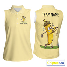 Load image into Gallery viewer, Funny Banana Womens Sleeveless Golf Polo Shirt, Custom Golf Polo For Women, Golf Jersey For Golf Lovers NHT906