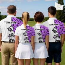 Load image into Gallery viewer, Custom Skull Womens Golf Polo Shirt Personalized Name, Golf Team Polo Jersey| Purple NHT1063