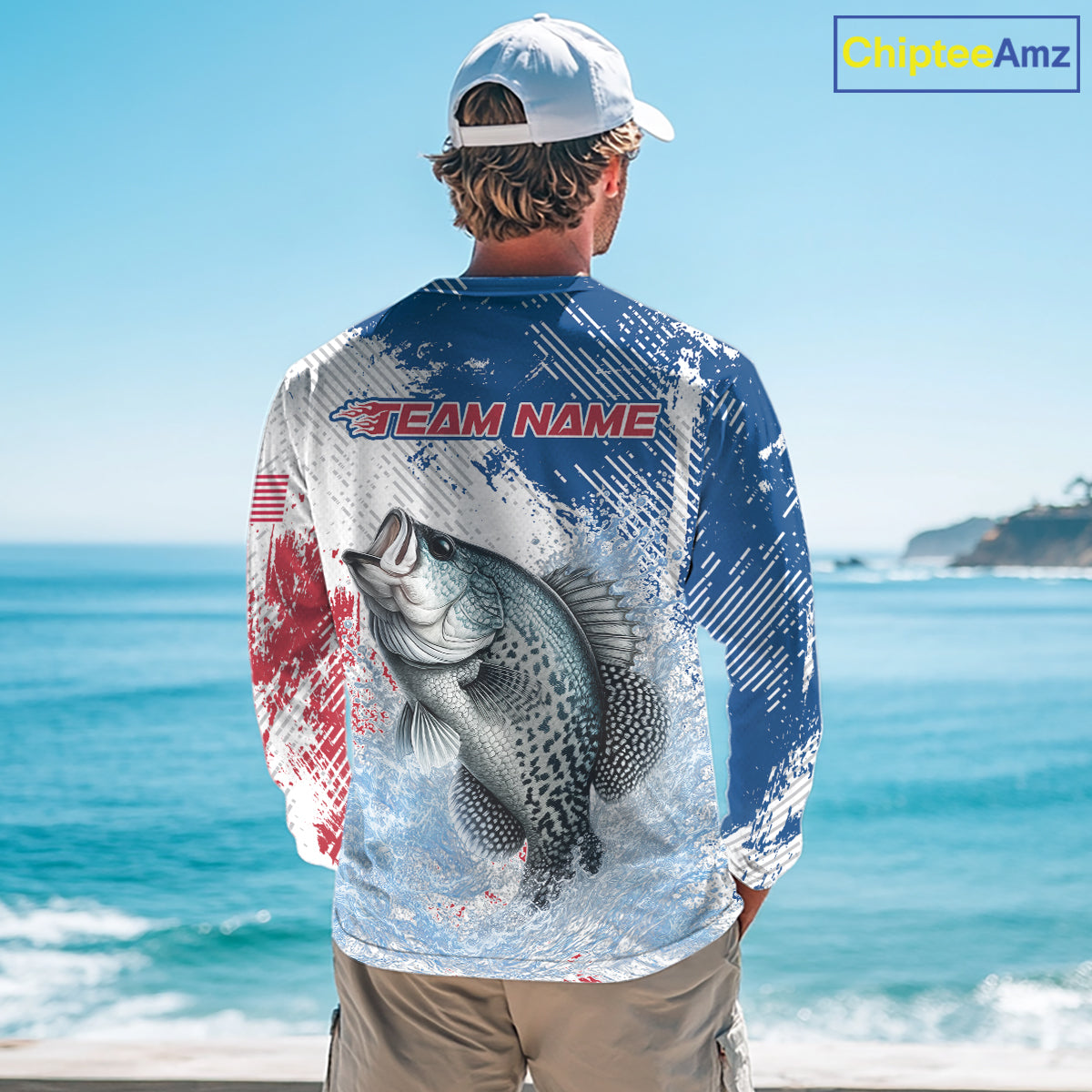 Custom Patriotic American Flag Crappie Fishing Shirts Long Sleeve, Fishing Tournament Jerseys NHT550