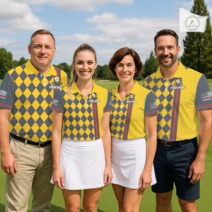 Personalized Womens Golf Polo Shirt Beer And Golf Ball Graphic Custom Team Name Golf Jersey|Yellow NHT1090