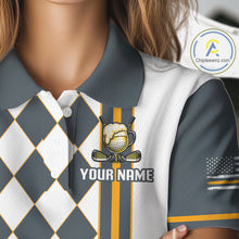 Load image into Gallery viewer, Personalized Womens Golf Polo Shirt Beer And Golf Ball Graphic Custom Team Name Golf Jersey|White NHT1091