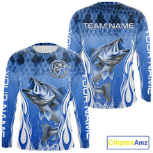 Load image into Gallery viewer, Personalized Team Bass Fishing Shirt - Long Sleeve Tournament Fishing Apparel|Blue