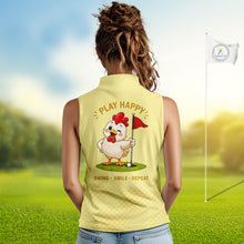 Load image into Gallery viewer, Personalized Funny Chicken Womens Sleeveless Golf Polo Shirt Play Happy Swing Smile Repeat Golf Apparel For Womens NHT951