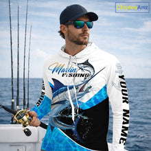 Load image into Gallery viewer, Custom Marlin Saltwater Fishing Shirt Long Sleeve Hooded Designed For Deep Sea Anglers 